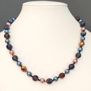 EsMor glass, faux pearls & seed bead necklace